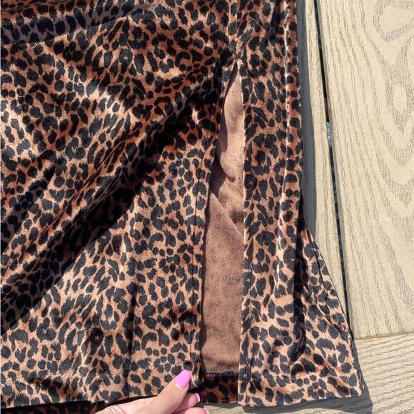 Vintage Maxi Velour Cheetah Print Dress Medium Blue J retro Y2K - Picture 6 of 10